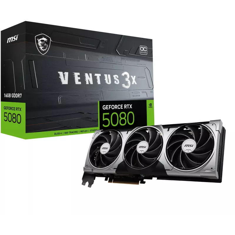 Vaizdo plokštė MSI GeForce RTX 5080 16 GB GDDR7, PCIe 5.0, 256-bit, 303×121×49 mm, 360 W
