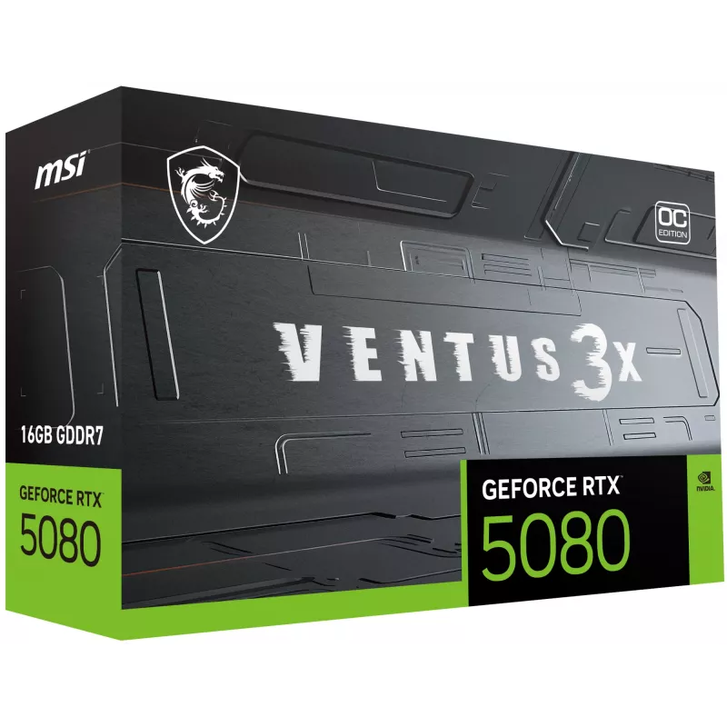 Vaizdo plokštė MSI GeForce RTX 5080 16 GB GDDR7, PCIe 5.0, 256-bit, 303×121×49 mm, 360 W