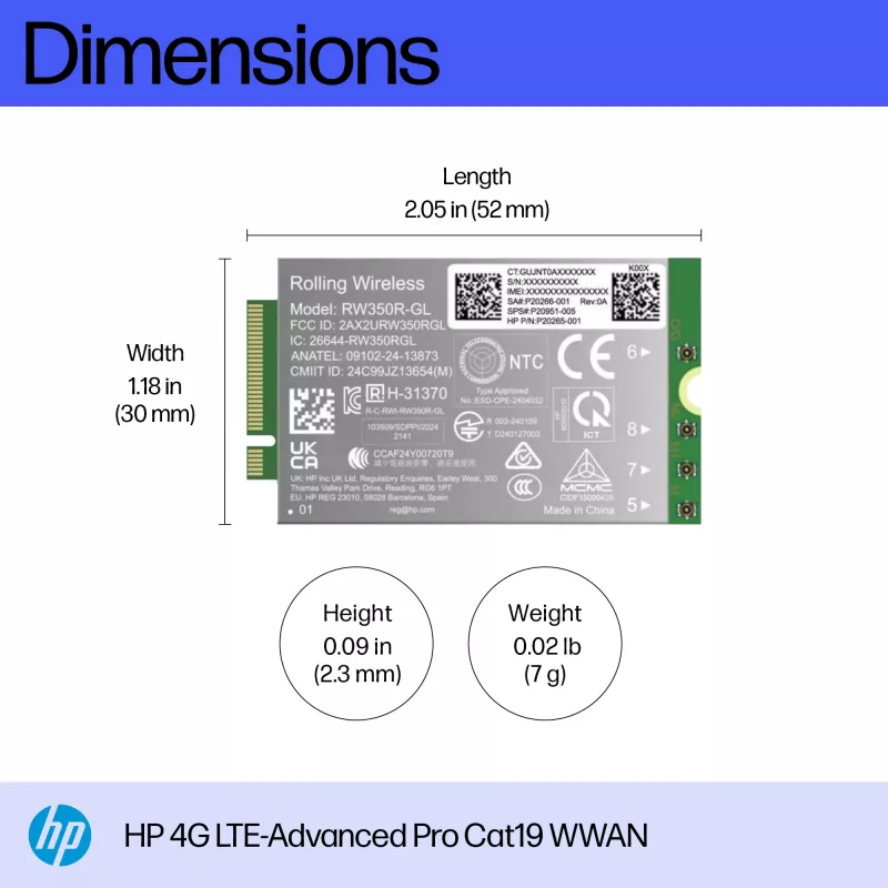 HP 4G LTE-Advanced Pro Cat19 WWAN vidinis belaidis modulis B8BD3AA