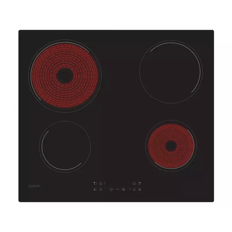 Įmontuojama keraminė kaitlentė CANDY CH64CCB/4U2 — 4 zonos, jutiklinis valdymas, 59×52 cm, juoda