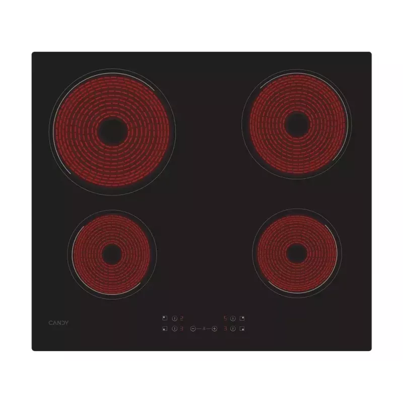 Įmontuojama keraminė kaitlentė CANDY CH64CCB/4U2 — 4 zonos, jutiklinis valdymas, 59×52 cm, juoda