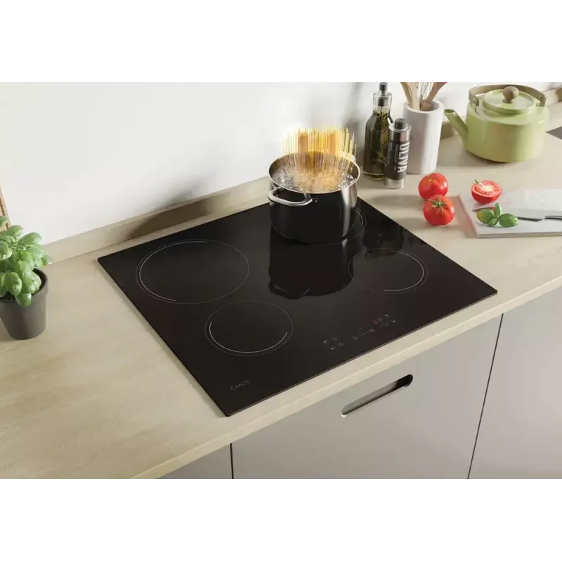 Įmontuojama keraminė kaitlentė CANDY CH64CCB/4U2 — 4 zonos, jutiklinis valdymas, 59×52 cm, juoda
