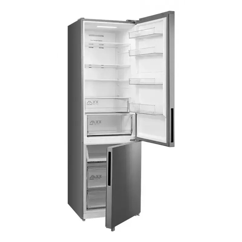 Laisvai pastatomas šaldytuvas-šaldiklis Midea MDRB600MME46, 443 L bendra talpa, 313 L šaldytuvas (No Frost), 130 L šaldiklis, E klasė, nerūdijantis plienas