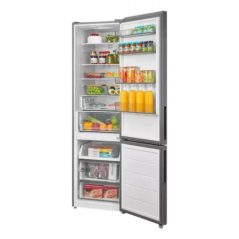 Laisvai pastatomas šaldytuvas-šaldiklis Midea MDRB600MME46, 443 L bendra talpa, 313 L šaldytuvas (No Frost), 130 L šaldiklis, E klasė, nerūdijantis plienas