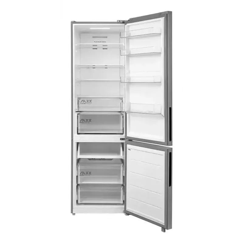 Laisvai pastatomas šaldytuvas-šaldiklis Midea MDRB600MME46, 443 L bendra talpa, 313 L šaldytuvas (No Frost), 130 L šaldiklis, E klasė, nerūdijantis plienas