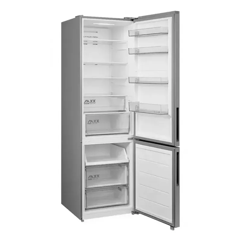 Laisvai pastatomas šaldytuvas-šaldiklis Midea MDRB600MME46, 443 L bendra talpa, 313 L šaldytuvas (No Frost), 130 L šaldiklis, E klasė, nerūdijantis plienas