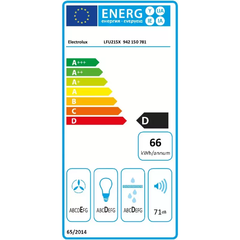 Montuojamas po spintele gartraukis Electrolux LFU215X, nerūdijantis plienas, 498×132–510 mm, 3 greičiai, 272 m³/h, aliuminio riebalų filtras