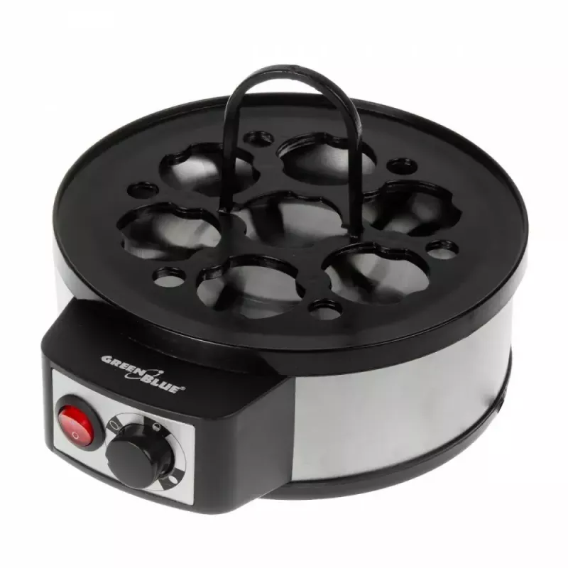 Elektrinis kiaušinių virimo aparatas GreenBlue GB573, 400 W, talpa 7 kiaušiniai, sidabrinis, kietumo reguliavimo rankenėlė