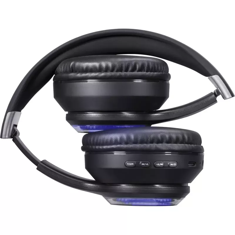 Ausinės DEFENDER FreeMotion B400 — laidinės ir belaidės, USB-C, AUX, uždaros supraauralinės ausinės, 20–20000 Hz, 118 dB, LED foninis apšvietimas, juodos