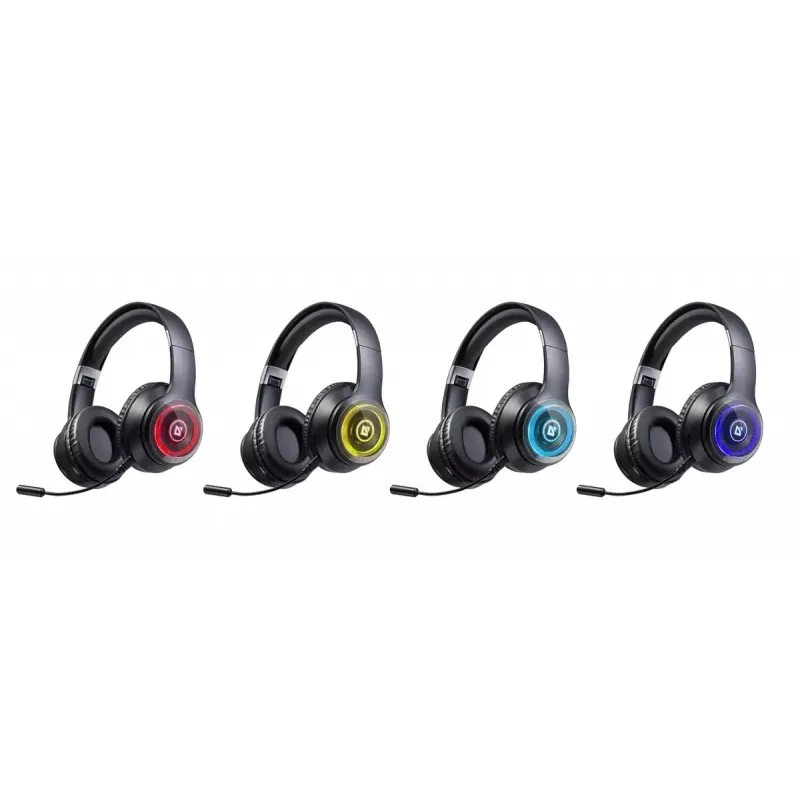 Ausinės DEFENDER FreeMotion B400 — laidinės ir belaidės, USB-C, AUX, uždaros supraauralinės ausinės, 20–20000 Hz, 118 dB, LED foninis apšvietimas, juodos
