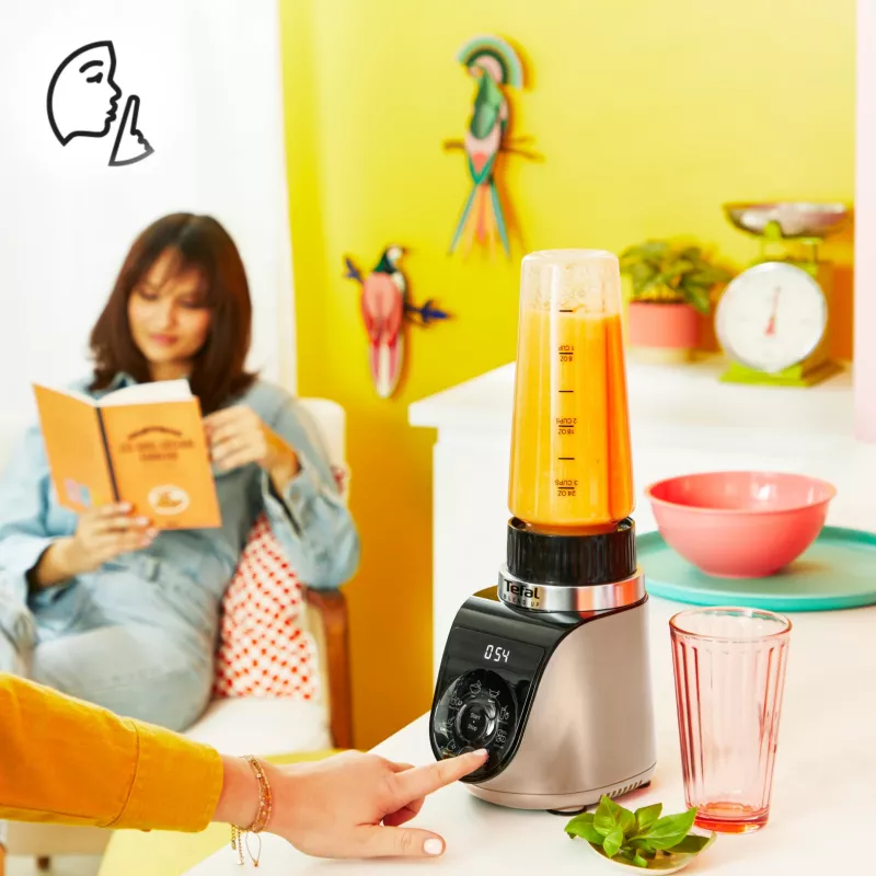 Stalinis plaktuvas Tefal Blend Up BL190AF0 — 0,85 l dubuo, 1000 W, 6 ašmenų Powelix, pulsas, ledo smulkinimas (Skaidri/Juoda/Smėlio spalvos)