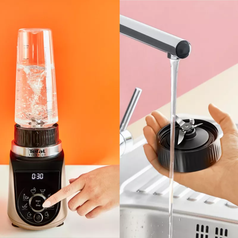 Stalinis plaktuvas Tefal Blend Up BL190AF0 — 0,85 l dubuo, 1000 W, 6 ašmenų Powelix, pulsas, ledo smulkinimas (Skaidri/Juoda/Smėlio spalvos)