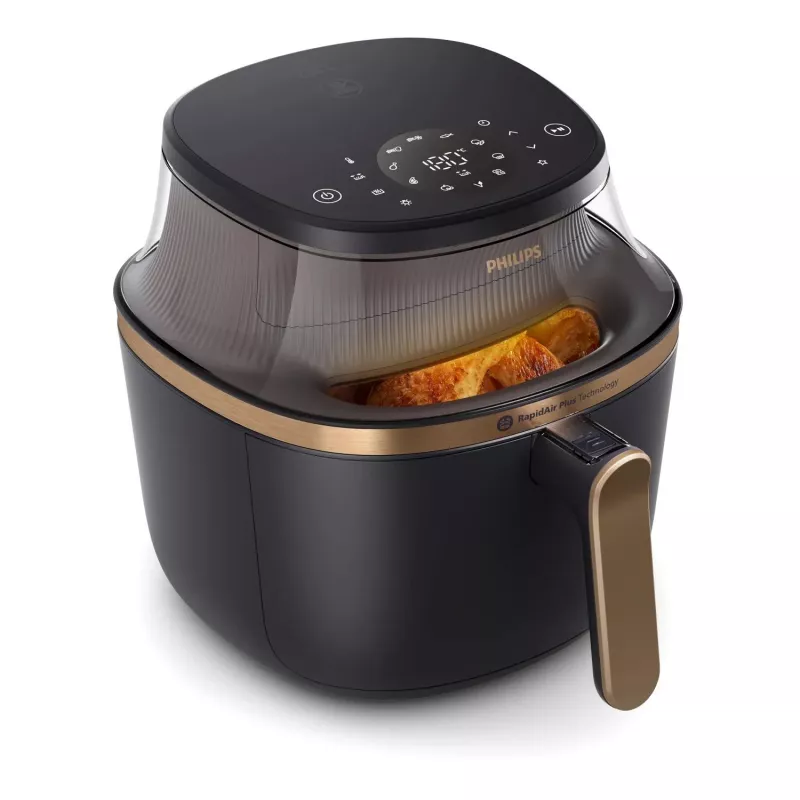 Karšto oro gruzdintuvė Philips 3000 serija NA342/00 — 7,2 L, 2000 W, 16 programų, Jutiklinis valdymas, Juoda Auksinė