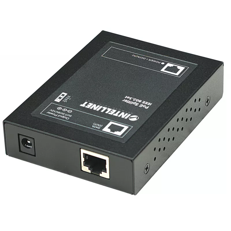 Intellinet maitinimas per Ethernet (PoE+) skirstytuvas, IEEE802.3at, 5, 7,5, 9 arba 12 V nuolatinės srovės išvesties įtampa