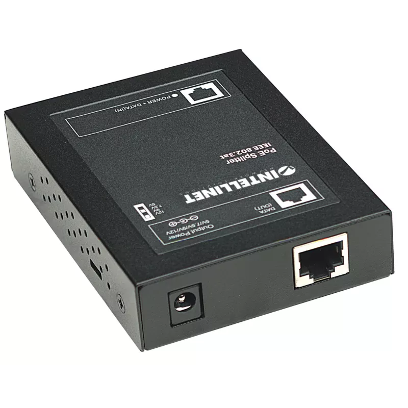 Intellinet maitinimas per Ethernet (PoE+) skirstytuvas, IEEE802.3at, 5, 7,5, 9 arba 12 V nuolatinės srovės išvesties įtampa