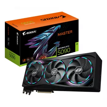 GIGABYTE AORUS GeForce RTX 5090 MASTER 32G vaizdo plokštė - 32 GB GDDR7, 512 bitų, PCI-E 5.0, 2655 MHz šerdies taktinis dažnis, 3 x DP 2.1a, 1 x HDMI 2.1b, GV-N5090AORUS M-32GD