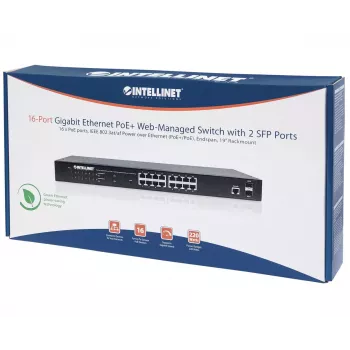 Valdomas jungiklis Intellinet 16 prievadų Gigabit Ethernet PoE+