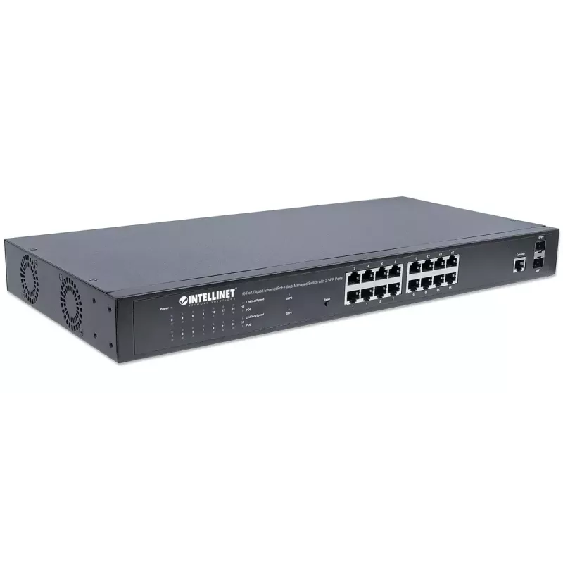 Valdomas jungiklis Intellinet 16 prievadų Gigabit Ethernet PoE+