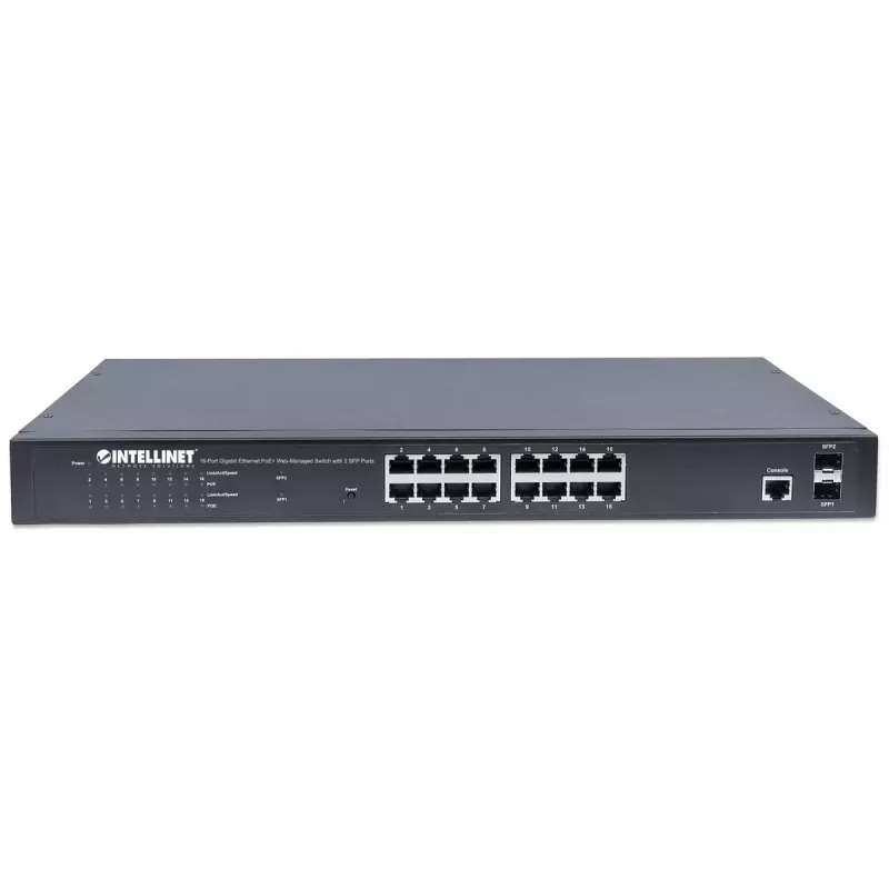 Valdomas jungiklis Intellinet 16 prievadų Gigabit Ethernet PoE+