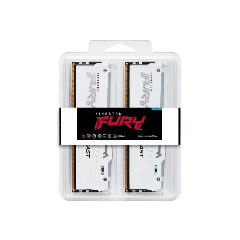 Kingston Technology FURY Beast 32GB 5600MT/s DDR5 CL40 DIMM (2 vnt. rinkinys) White RGB XMP