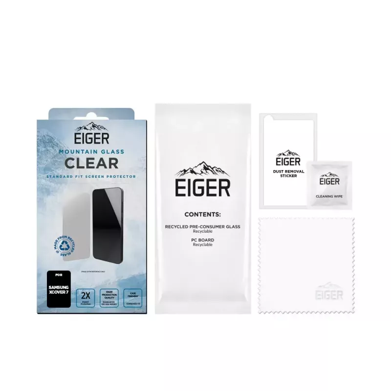 Ekrano apsauginė plėvelė EIGER EGSP00958 Samsung Galaxy Xcover7 grūdintas stiklas atsparus kritimui atsparus įbrėžimams atsparus smūgiams