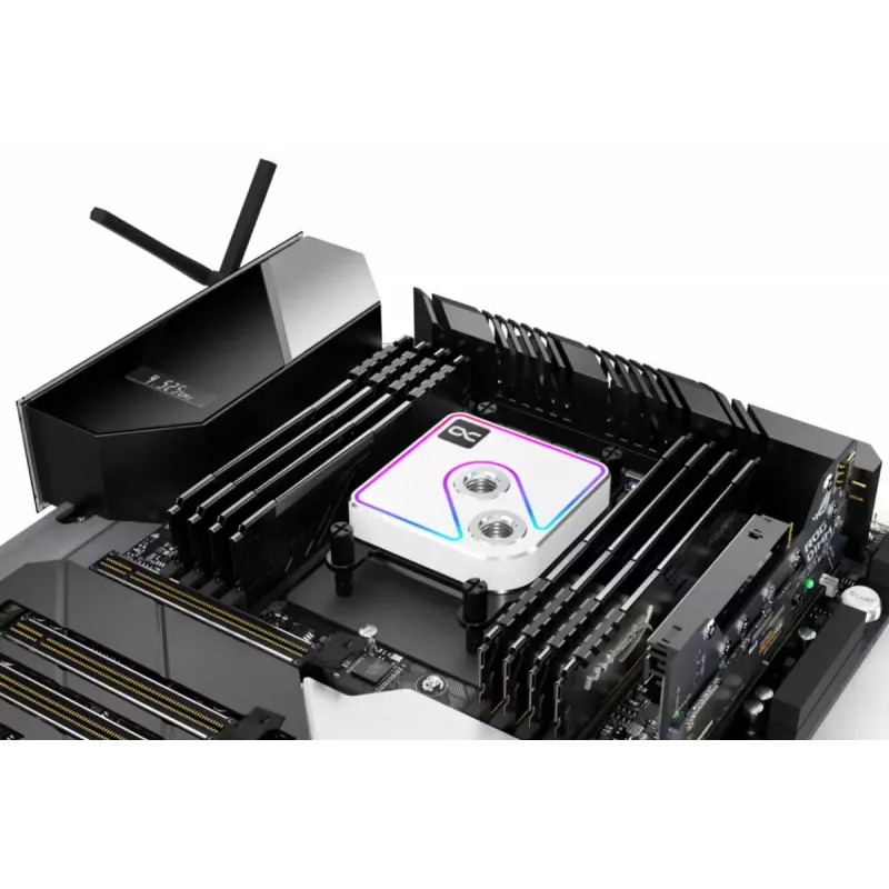 Vandens blokas Alphacool Core 1 Aurora žalvaris varis nikelis permatomas baltas 72 mm