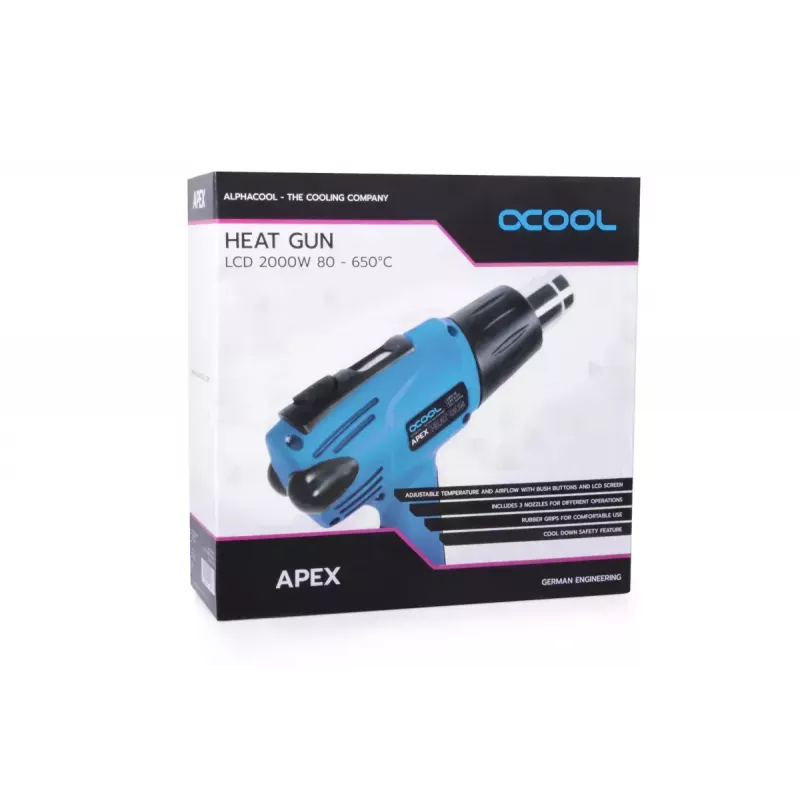 Karšto oro pistoletas Alphacool 10178 650 °C 2000 W juoda mėlyna