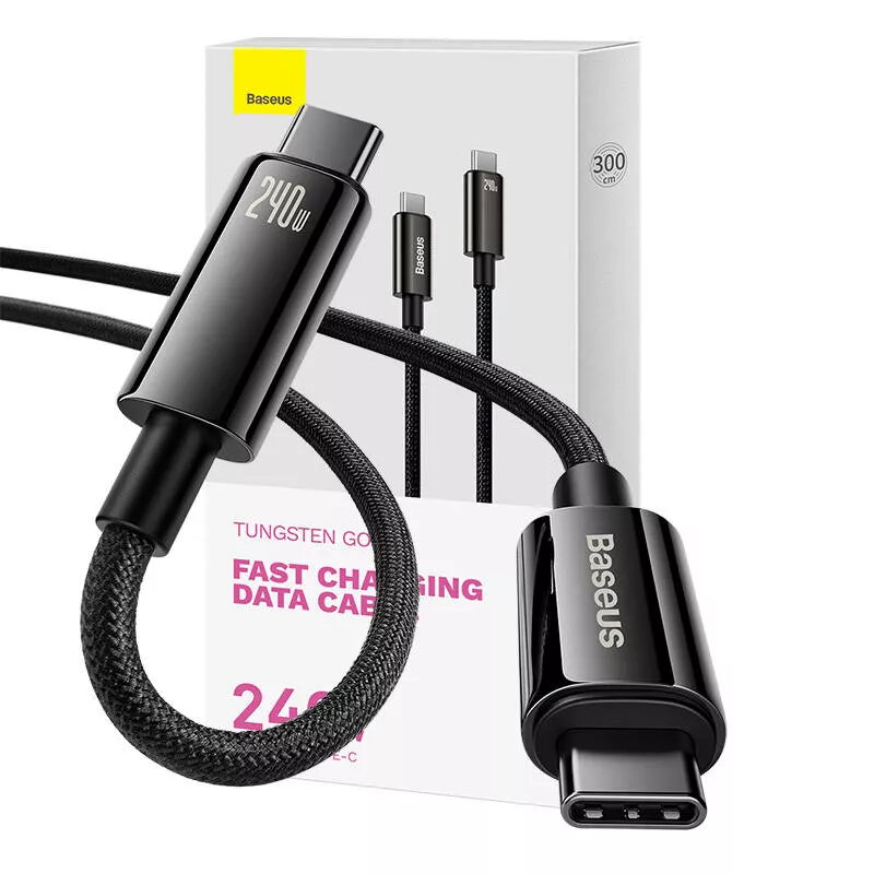 USB-C į USB-C kabelis Baseus Tungsten Gold 240W 3m
