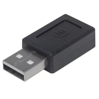 Manhattan USB-C į USB-A adapteris, išvestinis į įvestinį, 480 Mbit/s (USB 2.0), didelės spartos USB, juodas, garantija visam eksploatavimo laikui