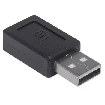 Manhattan USB-C į USB-A adapteris, išvestinis į įvestinį, 480 Mbit/s (USB 2.0), didelės spartos USB, juodas, garantija visam eksploatavimo laikui