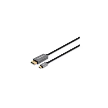 “Manhattan” USB-C - DisplayPort 1.4 laidas, 8K@60Hz, 3 m, kištukas-kištukas, ne dvikryptis, juodas, trejų metų garantija