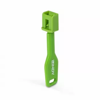 Prievadų blokatorių rinkinys Lindy SFP Port Locks Green 10 vnt. + 1 raktas, suderinamas su SFP, 20×74.5×5.9 mm