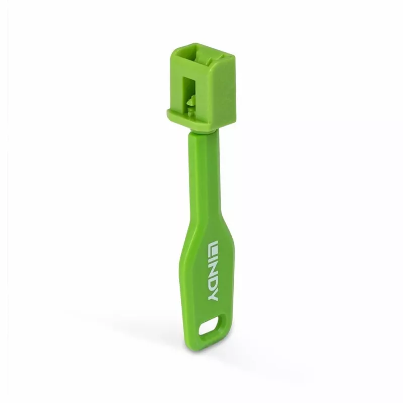 Prievadų blokatorių rinkinys Lindy SFP Port Locks Green 10 vnt. + 1 raktas, suderinamas su SFP, 20×74.5×5.9 mm
