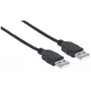 Manhattan USB-A į USB-A laidas, 1 m, kištukas–kištukas, 480 Mbps (USB 2.0), Hi-Speed USB, juodas, garantija visam naudojimo laikui, atitinka USB2AA1M.