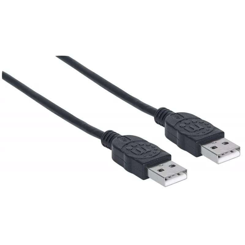 Manhattan USB-A į USB-A laidas, 1 m, kištukas–kištukas, 480 Mbps (USB 2.0), Hi-Speed USB, juodas, garantija visam naudojimo laikui, atitinka USB2AA1M.