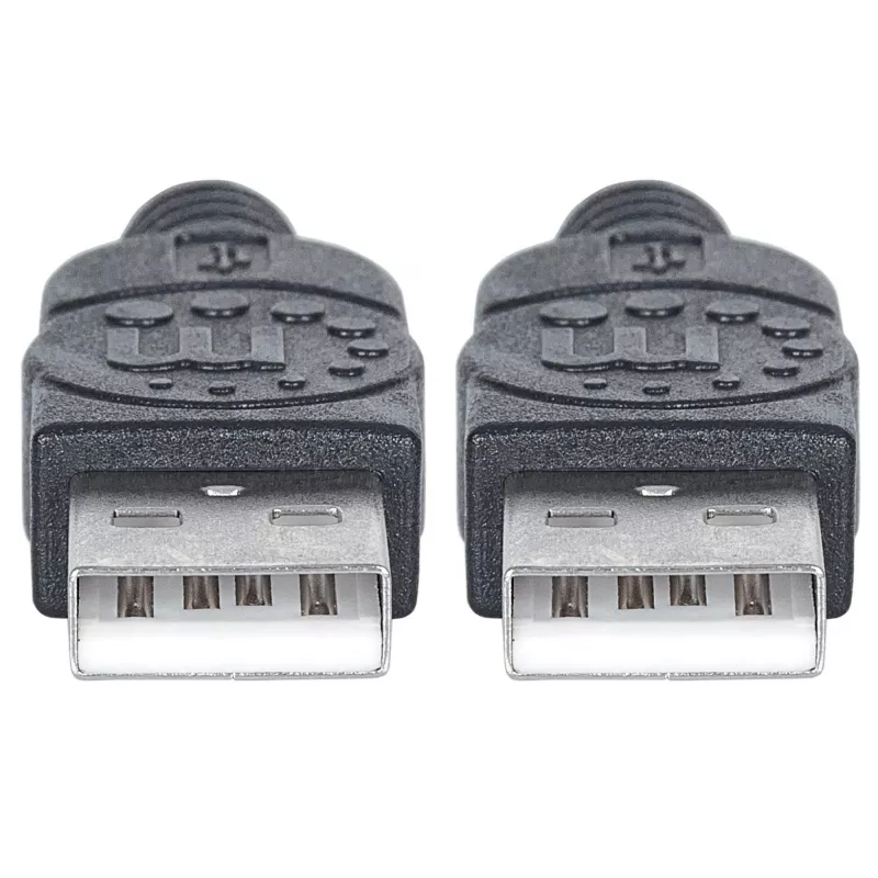 Manhattan USB-A į USB-A laidas, 1 m, kištukas–kištukas, 480 Mbps (USB 2.0), Hi-Speed USB, juodas, garantija visam naudojimo laikui, atitinka USB2AA1M.