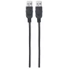 Manhattan USB-A į USB-A laidas, 1 m, kištukas–kištukas, 480 Mbps (USB 2.0), Hi-Speed USB, juodas, garantija visam naudojimo laikui, atitinka USB2AA1M.