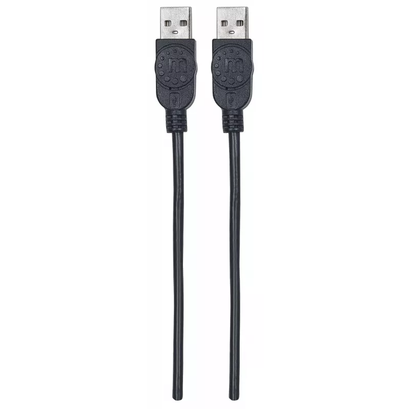 Manhattan USB-A į USB-A laidas, 1 m, kištukas–kištukas, 480 Mbps (USB 2.0), Hi-Speed USB, juodas, garantija visam naudojimo laikui, atitinka USB2AA1M.