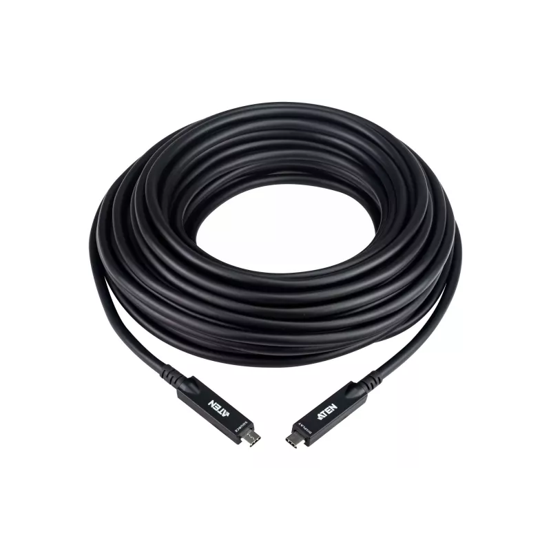 USB-C aktyvus optinis kabelis 15 m ATEN UE3415F — USB-C į USB-C, 15 Gbit/s, juodas