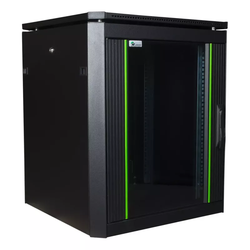 Laisvai pastatomas stovas Lanview RDL12U66BL — 12U, 600 kg, raktinis užraktas, reguliuojamos kojelės, kabelių valdymas, IP40, juodas