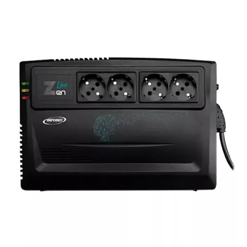 Nepertraukiamo maitinimo šaltinis Infosec Zen Live 800 Line-Interactive 0,8 kVA (480 W) 4 AC lizdai, 12 V 7 Ah baterija