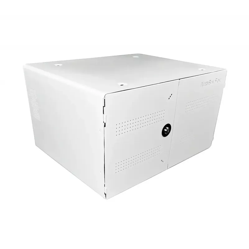 Nešiojamų įrenginių valdymo spintelė LEBA NoteBox 16 su raktiniu užraktu, USB-C prievadais, 12 W vienam įrenginiui, USB 2.0, tvirtinama prie sienos arba stalo, balta