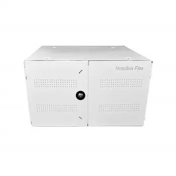 Nešiojamų įrenginių valdymo spintelė LEBA NoteBox 16 su raktiniu užraktu, USB-C prievadais, 12 W vienam įrenginiui, USB 2.0, tvirtinama prie sienos arba stalo, balta