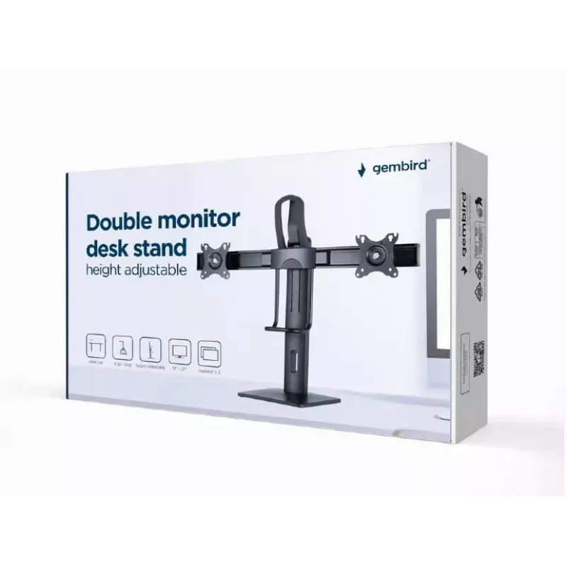 Monitoriaus laikiklis Gembird MS-D2-01 27 col. juodas laisvai stovintis