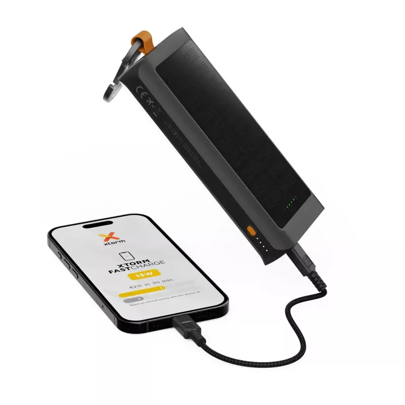 Išorinė baterija Xtorm XG2S101 — 10000 mAh LiPo, 30 W, USB‑C + USB‑A, pilka/juoda/oranžinė