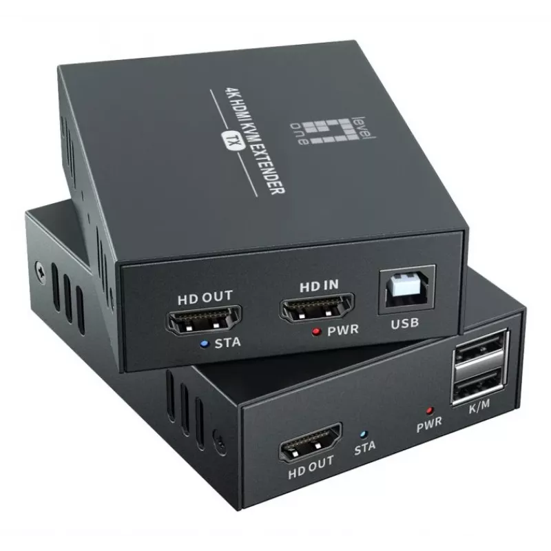 AV plėtiklio rinkinys (siųstuvas ir imtuvas) LEVELONE HVE-8111, 3840x2160, Cat6, USB-A/USB-B, DC 12V (2 vnt.)