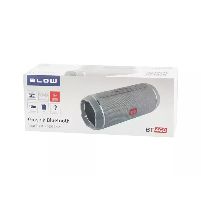 Mono nešiojamasis garsiakalbis BLOW BT-460 PILKA — 5 W RMS, 2000 mAh baterija, Bluetooth 4.0, MicroSD, FM, AUX