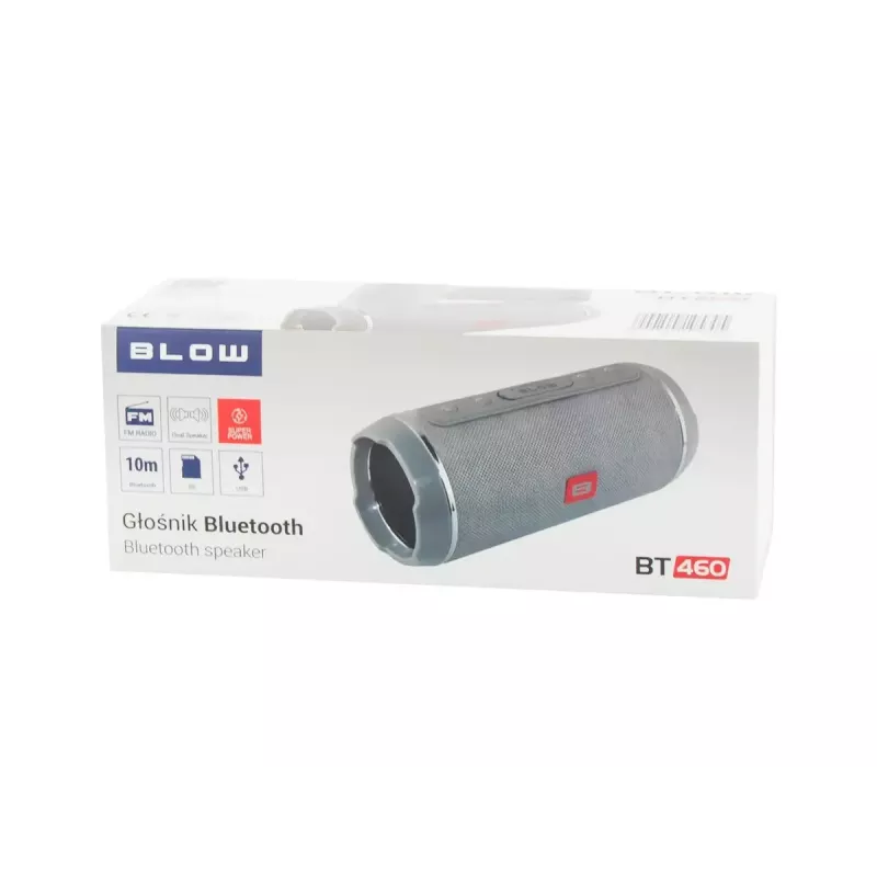 Mono nešiojamasis garsiakalbis BLOW BT-460 PILKA — 5 W RMS, 2000 mAh baterija, Bluetooth 4.0, MicroSD, FM, AUX