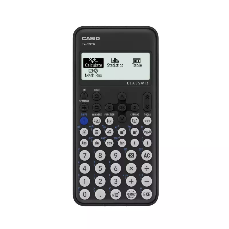 Mokslinis skaičiuotuvas CASIO ClassWiz FX-82CW — 252 funkcijos, 2 eilučių ekranas, 12 skaitmenų, 48 klavišai, AAA baterija