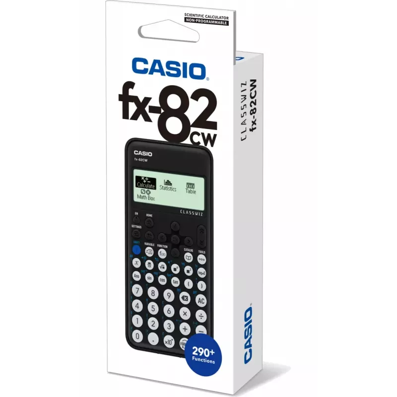 Mokslinis skaičiuotuvas CASIO ClassWiz FX-82CW — 252 funkcijos, 2 eilučių ekranas, 12 skaitmenų, 48 klavišai, AAA baterija